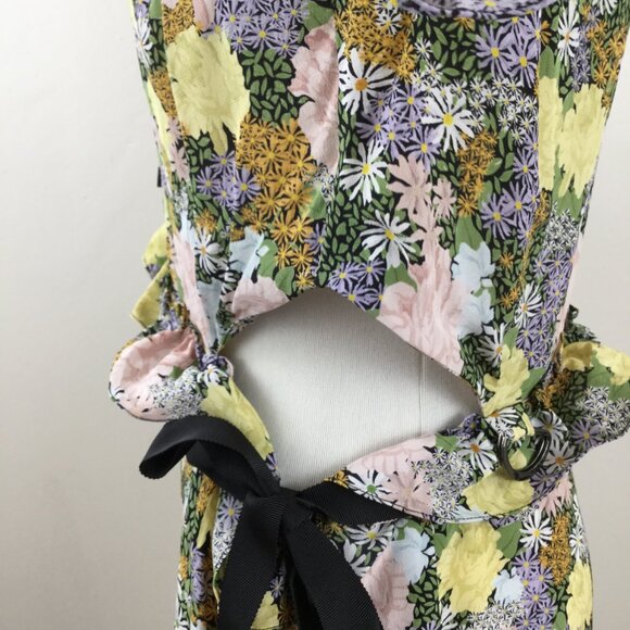 Rokh Silk Split Floral Asymmetrical Dress 4-6 - Picture 6 of 13